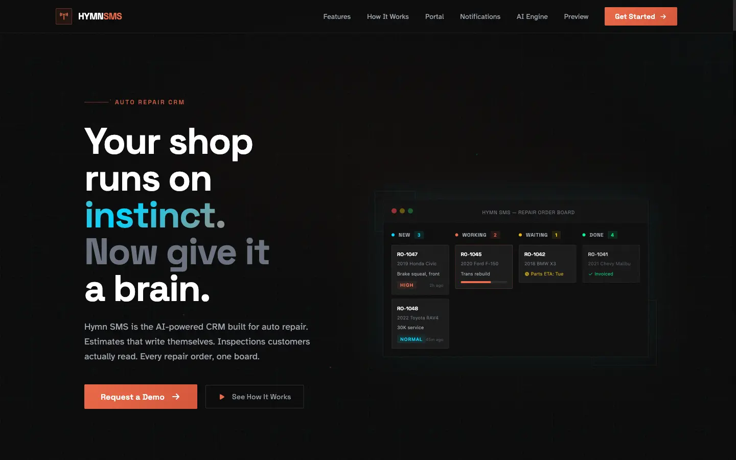 Hymn SMS desktop view
