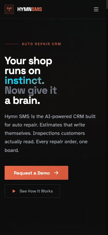 Hymn SMS mobile view