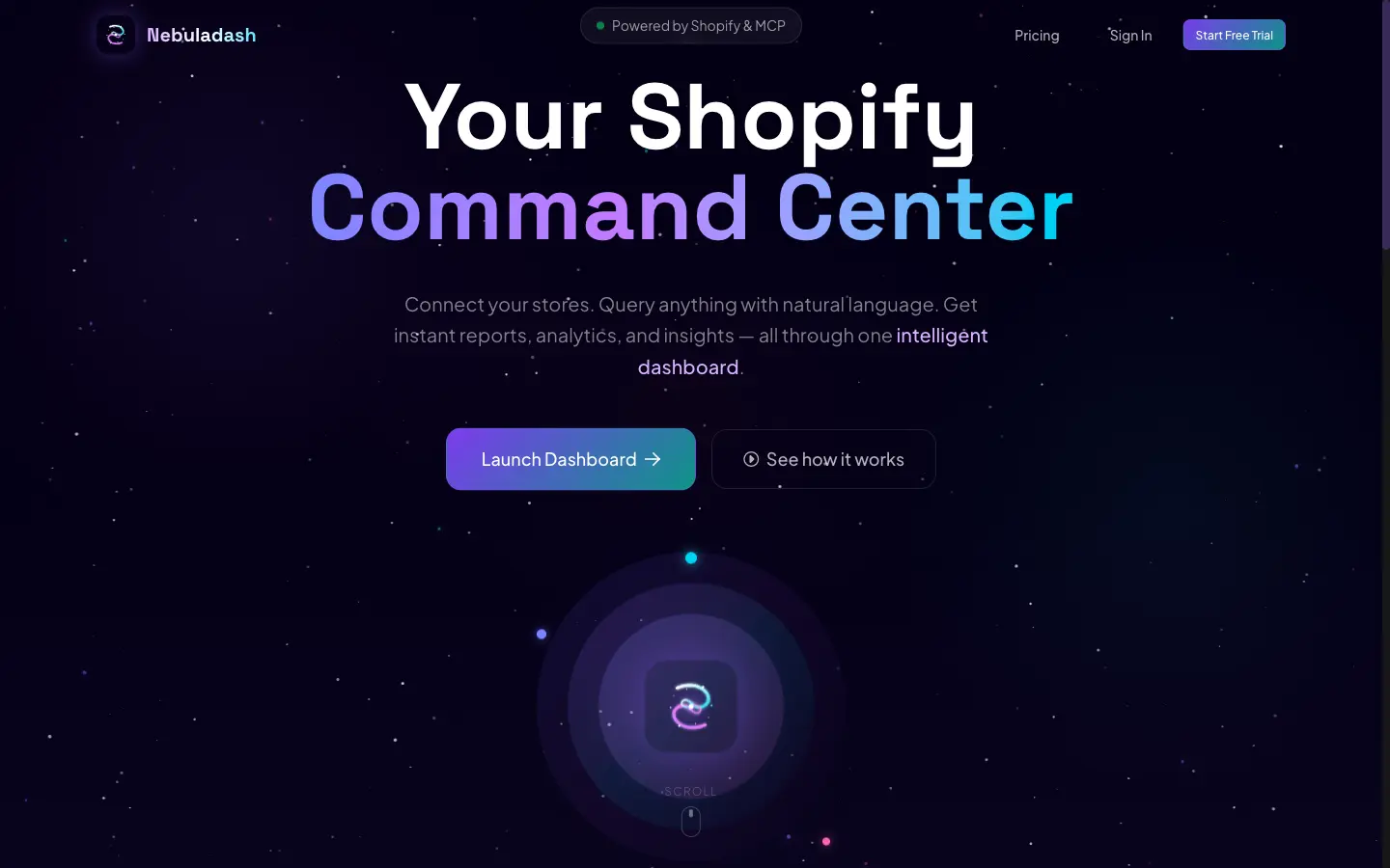 NebulaDash desktop view