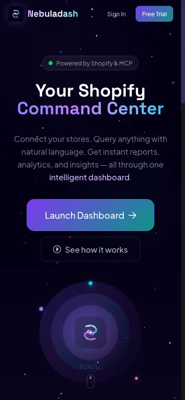 NebulaDash mobile view
