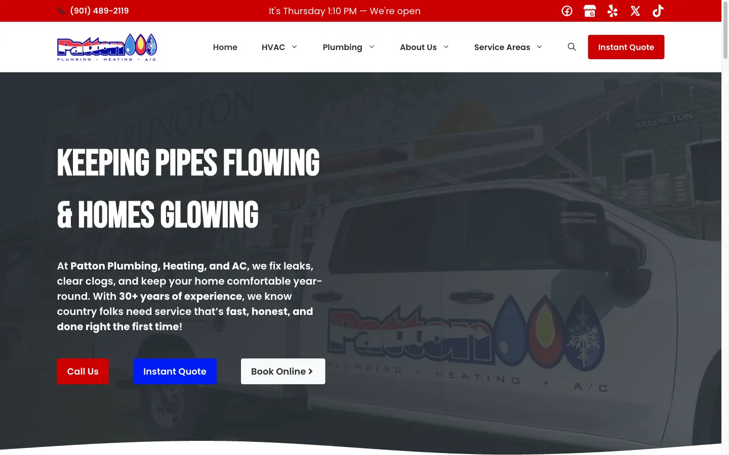 Patton Plumbing desktop view