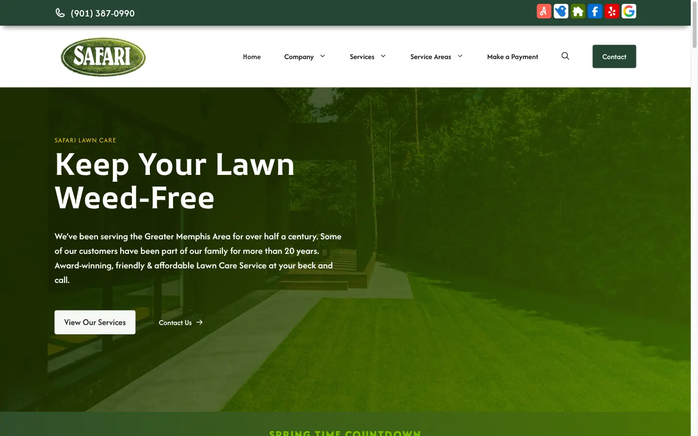 Safari Lawn Care desktop view