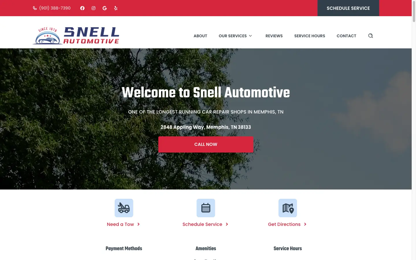 Snell Automotive desktop view