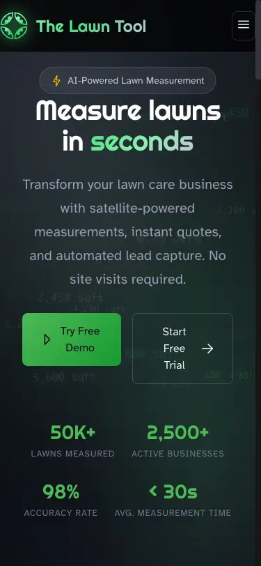 The Lawn Tool mobile view
